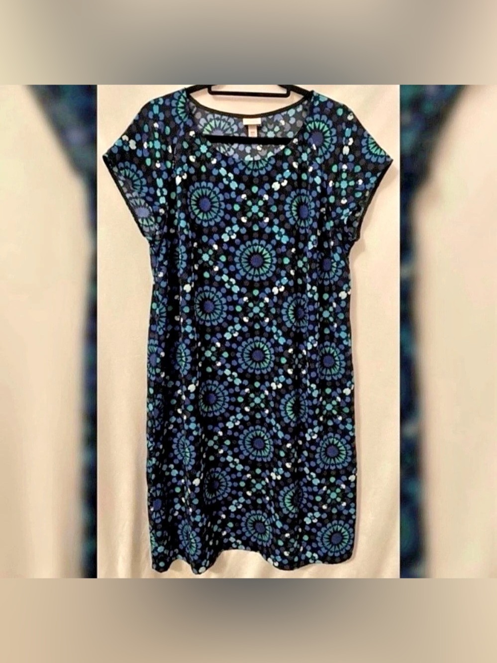 Merona Blue Teal Mosaic Dress XXL